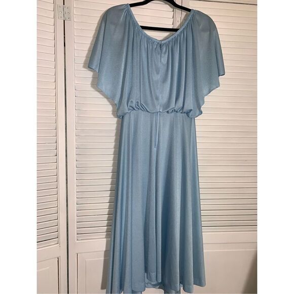 Vintage 70’s Powder Blue Chiffon Dress Small USA - Picture 8 of 14